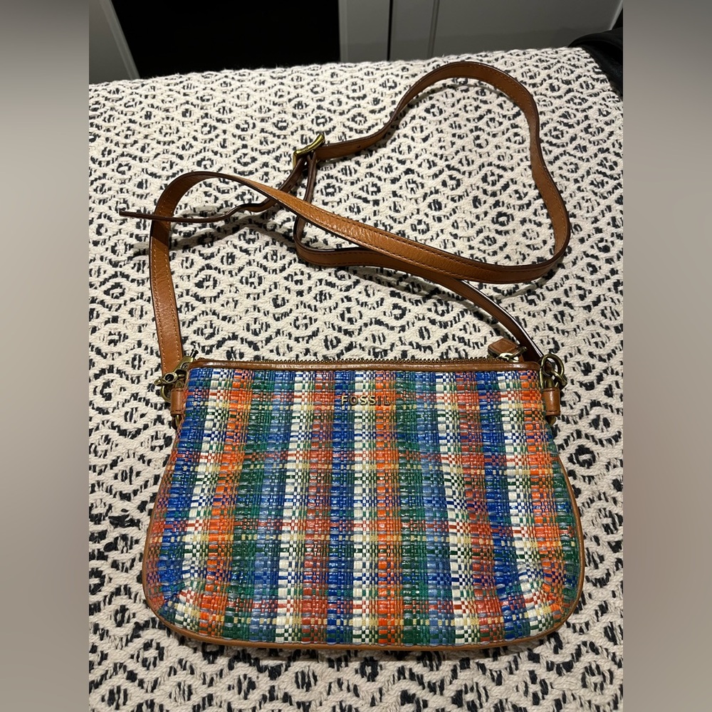 Fossil Multicolor Woven Crossbody Bag
